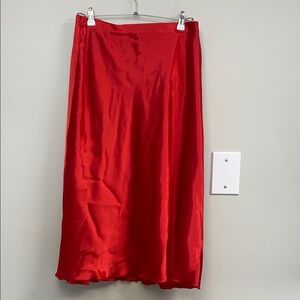 Nicole Miller Vibrant Red Silky Midi Skirt